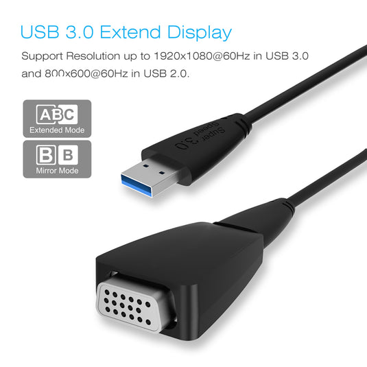 4XEM SuperSpeed USB 3.0 To VGA External Video Card Multi Monitor Adapter