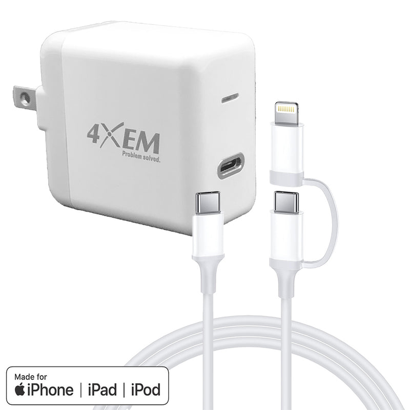 Load image into Gallery viewer, 4XEM 20W 3FT 2-in-1 USB-C with Lightning Adapter Charging Kit