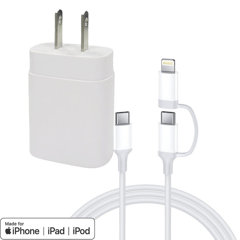 Load image into Gallery viewer, 4XEM 25W 3FT 2-in-1 USB-C with Lightning Adapter Charging Kit
