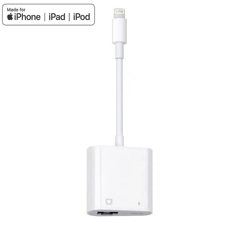 Load image into Gallery viewer, 4XEM 2-in-1 8-pin Lightning to RJ-45 Ethernet and USB-C Adapter - MFi Certified