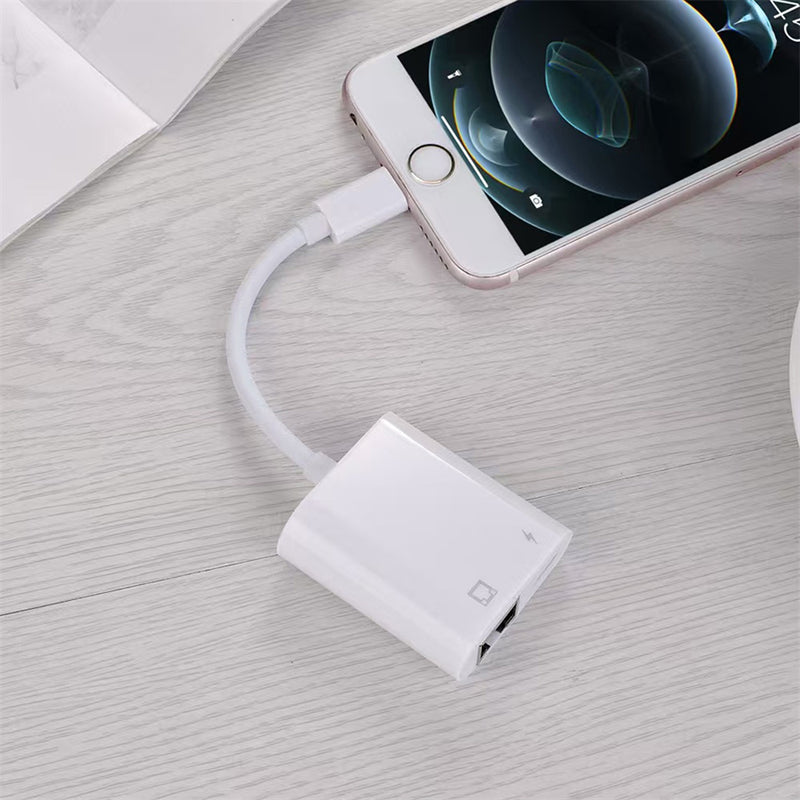 Load image into Gallery viewer, 4XEM 2-in-1 8-pin Lightning to RJ-45 Ethernet and USB-C Adapter - MFi Certified