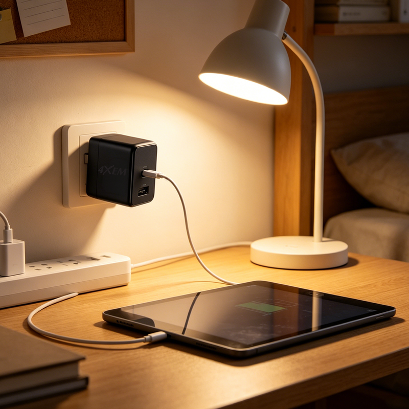 Load image into Gallery viewer, 4XEM 30W USB-C + USB-A GaN Wall Charger with PD & PPS Fast Charging – Dual Port Compact Travel Power Adapter (Black)