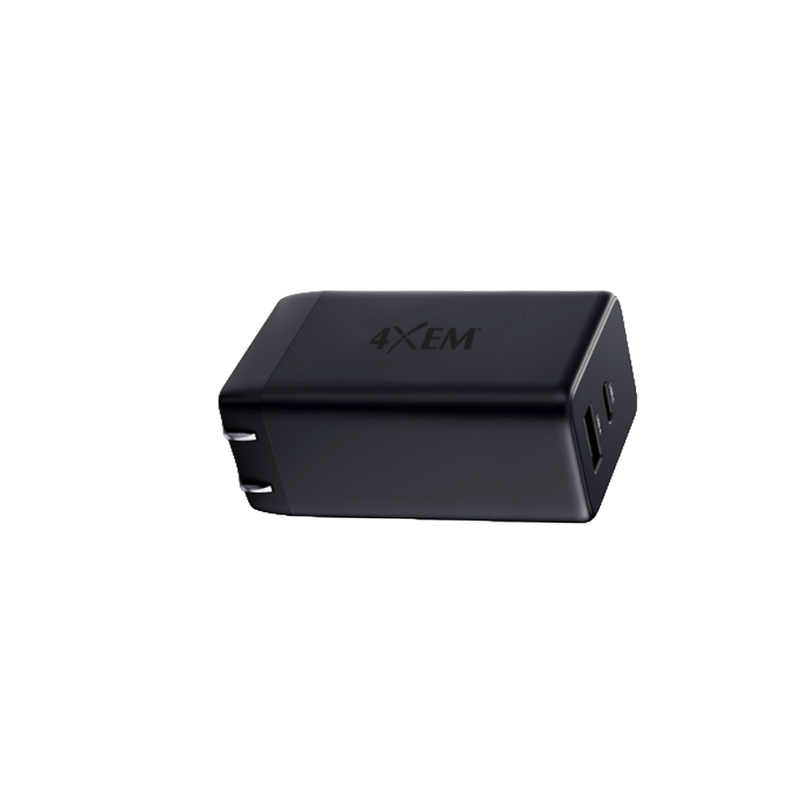 Load image into Gallery viewer, 4XEM 65W USB-C + USB-A GaN Wall Charger with PD & PPS Fast Charging – Dual Port Compact Laptop & Travel Power Adapter (Black)
