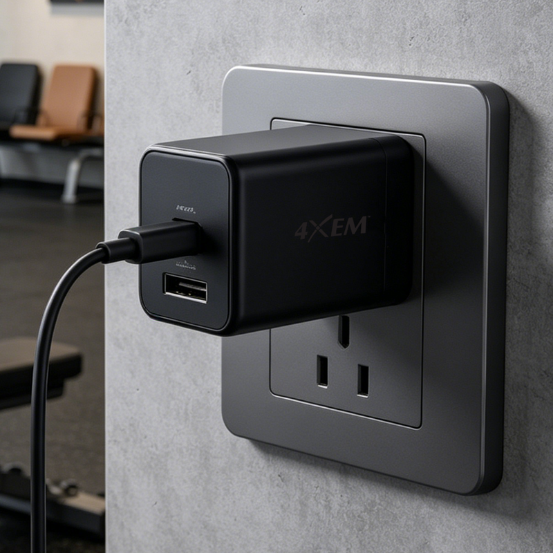 Load image into Gallery viewer, 4XEM 65W USB-C + USB-A GaN Wall Charger with PD & PPS Fast Charging – Dual Port Compact Laptop & Travel Power Adapter (Black)