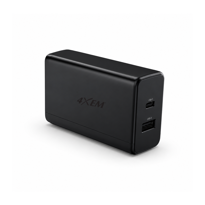 Load image into Gallery viewer, 4XEM 65W USB-C + USB-A GaN Wall Charger with PD & PPS Fast Charging – Dual Port Compact Laptop & Travel Power Adapter (Black)
