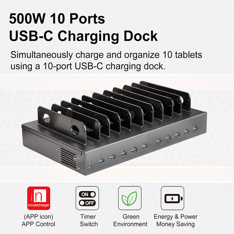 Load image into Gallery viewer, 10-Port USB-C Desktop Charging Station – 500W Total, 45W Fast Charging per Port