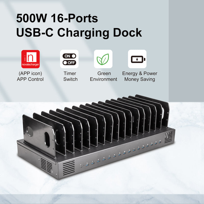 Load image into Gallery viewer, 4XEM 16-Port USB-C Desktop Charging Station – 500W Total, 30W Fast Charging per Port