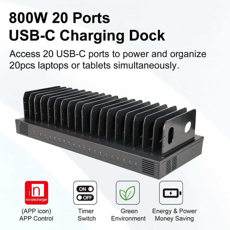 Load image into Gallery viewer, 4XEM 20-Port USB-C Desktop Charging Station – 800W Total, 35W Fast Charging per Port
