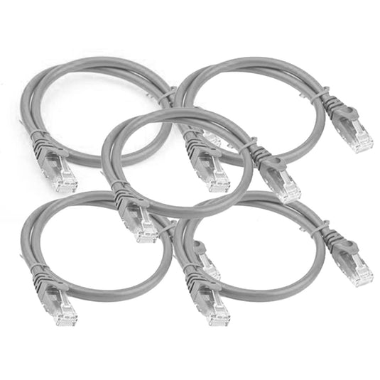 4XEM 6FT Cat5e Molded RJ45 UTP Network Patch Cable (Gray) – 5 Pack