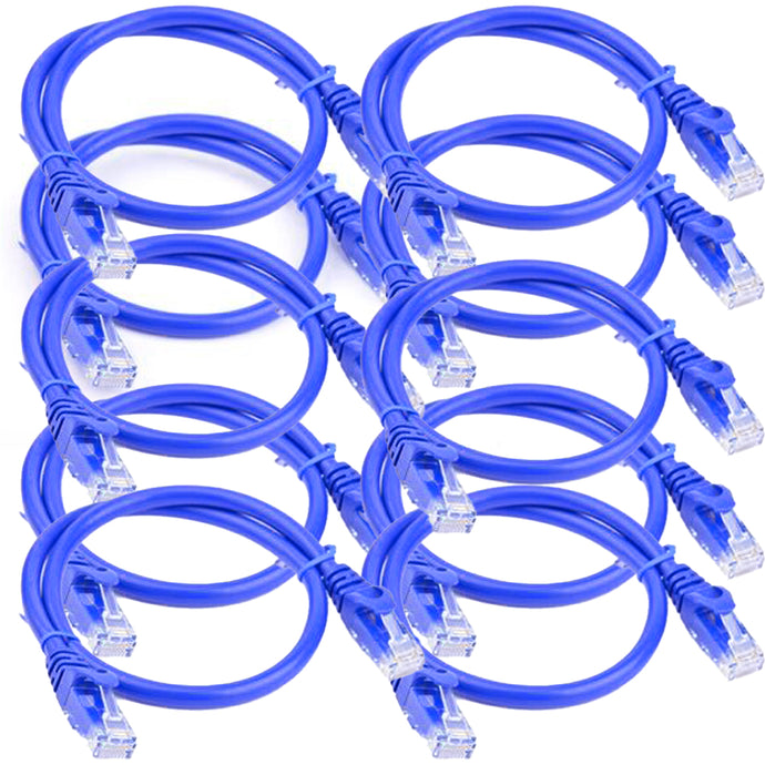 4XEM 1FT Cat6 Molded RJ45 UTP Network Patch Cable (Blue) – 10 Pack