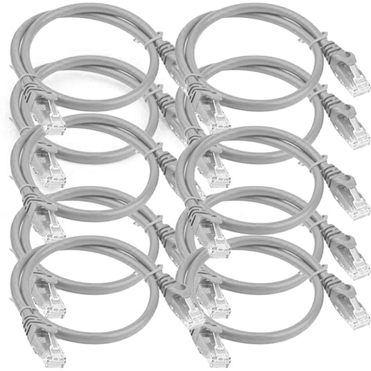 4XEM 1FT Cat6 Molded RJ45 UTP Network Patch Cable (Gray) – 10 Pack