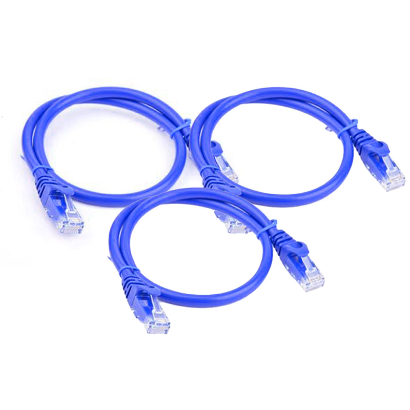 Load image into Gallery viewer, 4XEM 3FT Cat6 Molded RJ45 UTP Network Patch Cable Blue – 3 Pack