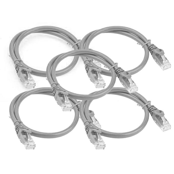 4XEM 3FT Cat6 Molded RJ45 UTP Network Patch Cable (Gray) – 5 Pack