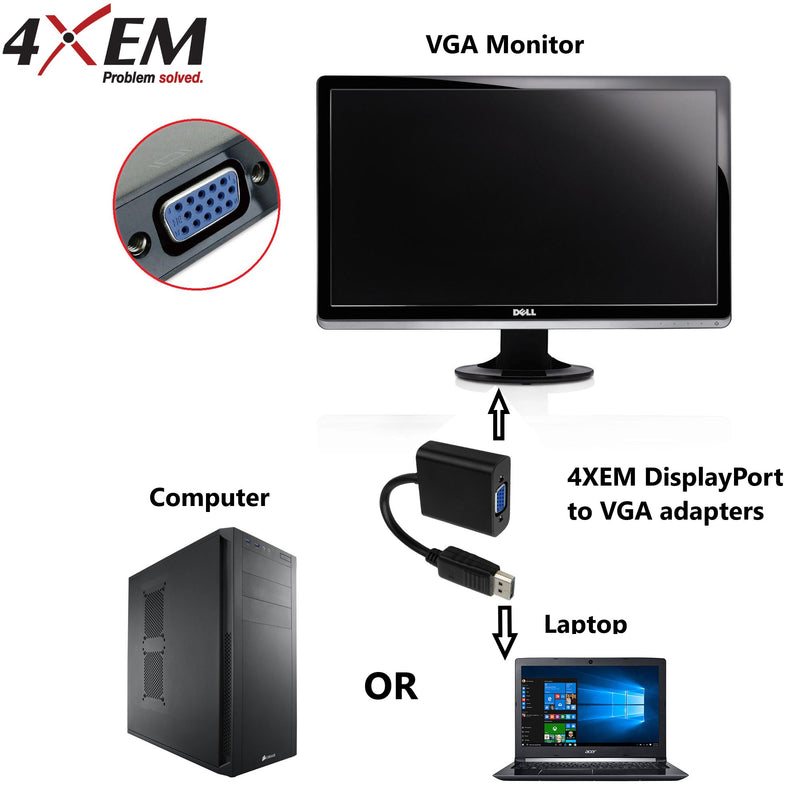 Load image into Gallery viewer, 4XEM 10in DisplayPort To VGA Adapter
