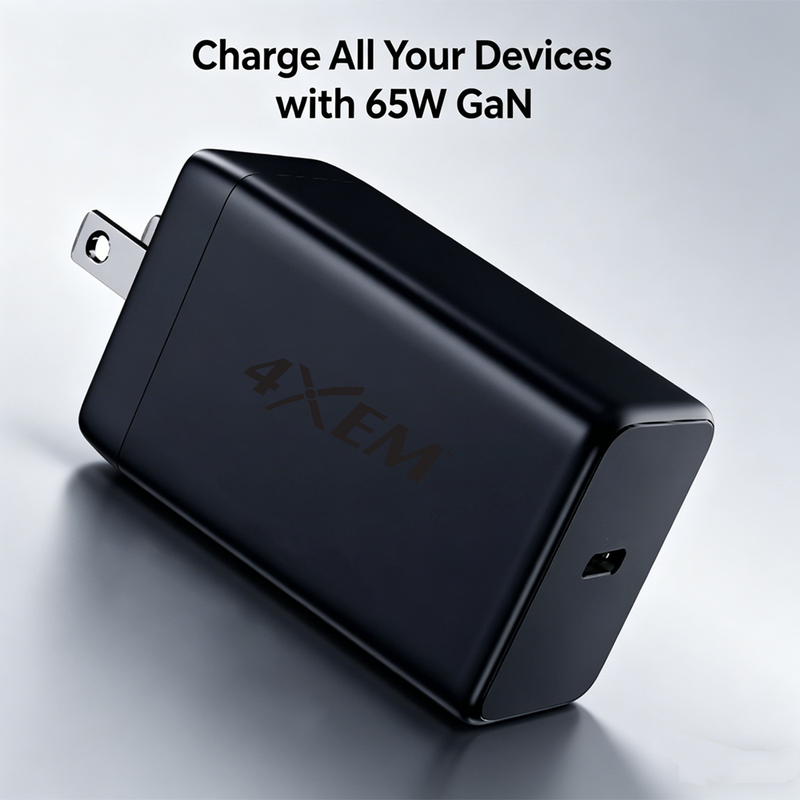 Load image into Gallery viewer, 4XEM 65W USB-C GaN Wall Charger – Fast Charging Power Adapter Compact Travel Charger for Laptops, Tablets & Smartphones (Black)