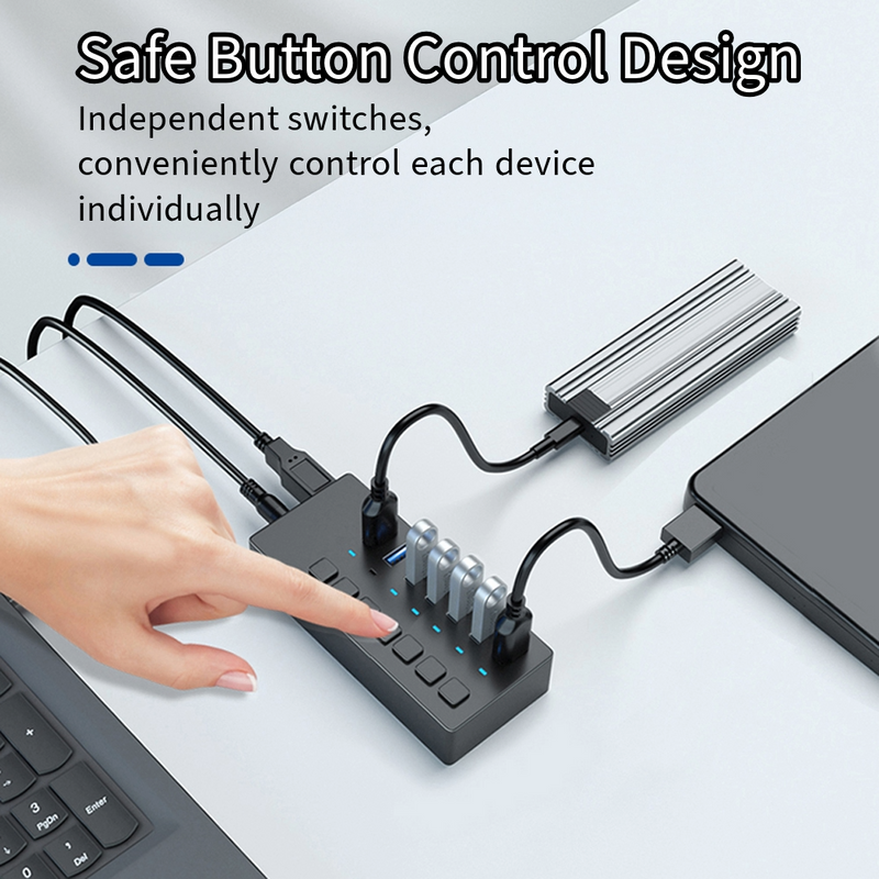 Load image into Gallery viewer, 4XEM 7 Port USB 3.0 Power Switch Data Transfer Hub