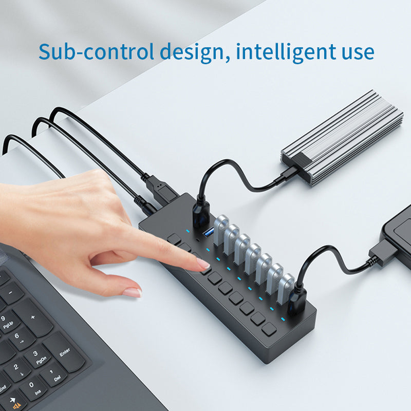 Load image into Gallery viewer, 4XEM 10 Port USB 3.0 Power Switch Data Transfer Hub