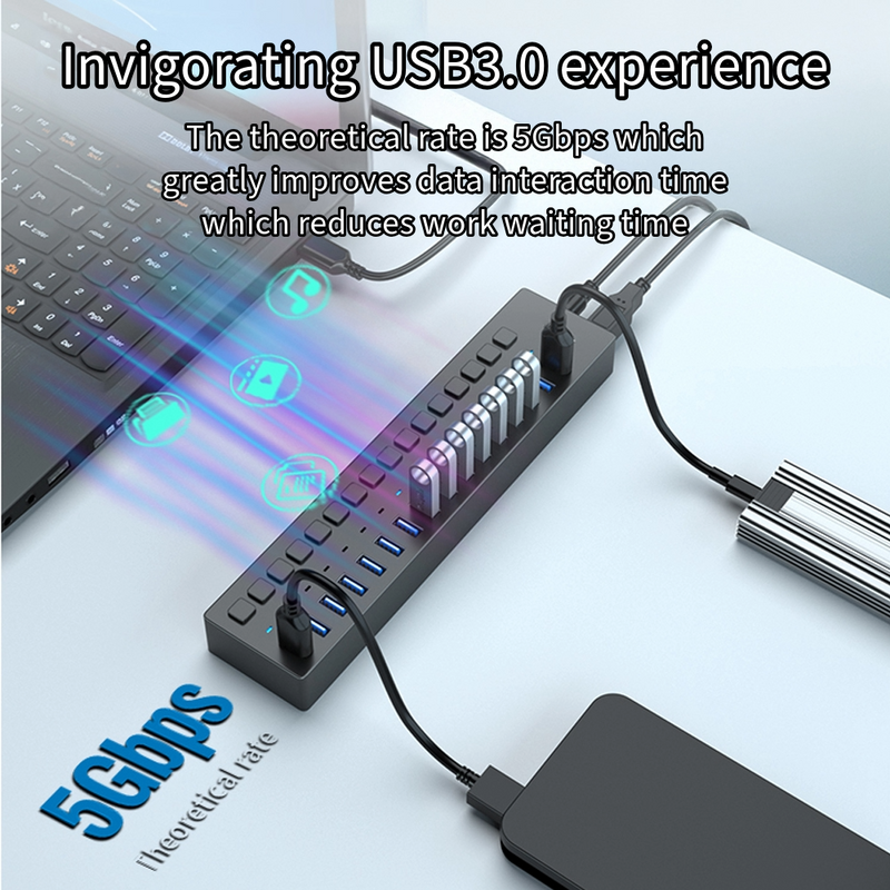 Load image into Gallery viewer, 4XEM 16 Port USB 3.0 Power Switch Data Transfer Hub