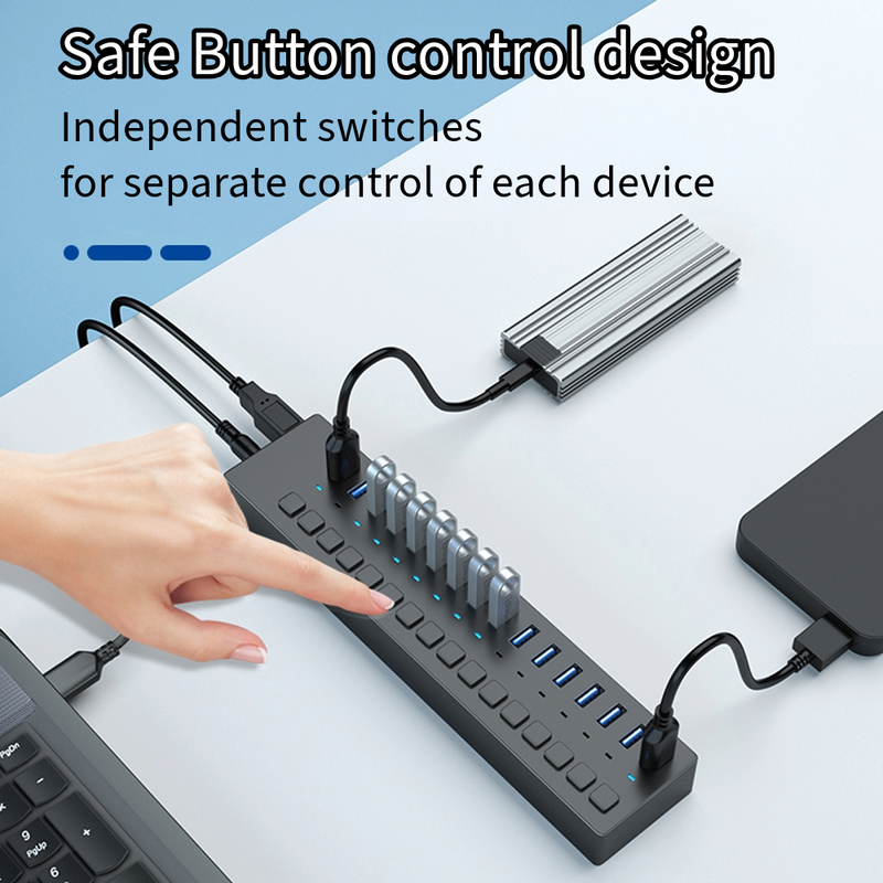 Load image into Gallery viewer, 4XEM 16 Port USB 3.0 Power Switch Data Transfer Hub