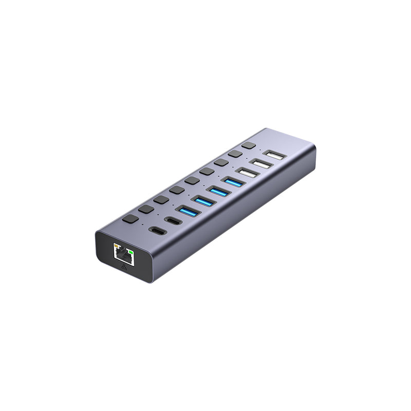Load image into Gallery viewer, 4XEM 10-port USB 3.0 Hub with Gigabit Ethernet