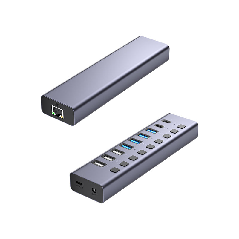 Load image into Gallery viewer, 4XEM 10-port USB 3.0 Hub with Gigabit Ethernet