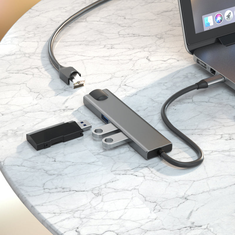 Load image into Gallery viewer, 4XEM USB-C 3.0 4-in-1 Ethernet and USB-A Docking Station
