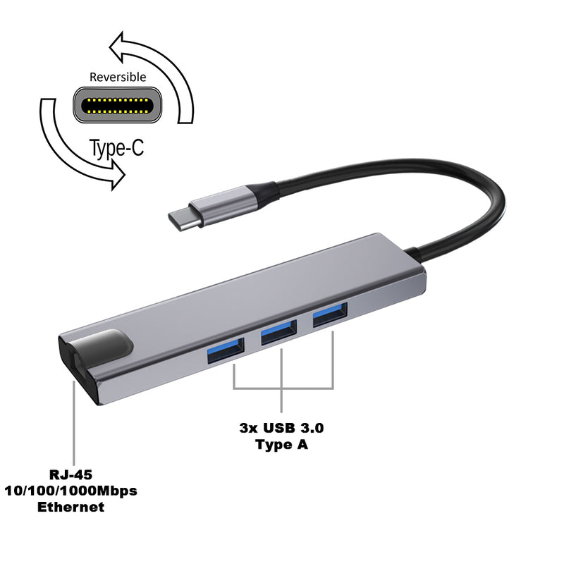 Load image into Gallery viewer, 4XEM USB-C 3.0 4-in-1 Ethernet and USB-A Docking Station