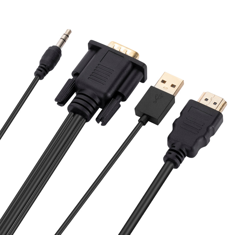 Load image into Gallery viewer, 4XEM HDMI to VGA Adapter Cable With 3.5mm Audio Cable- 3FT Black