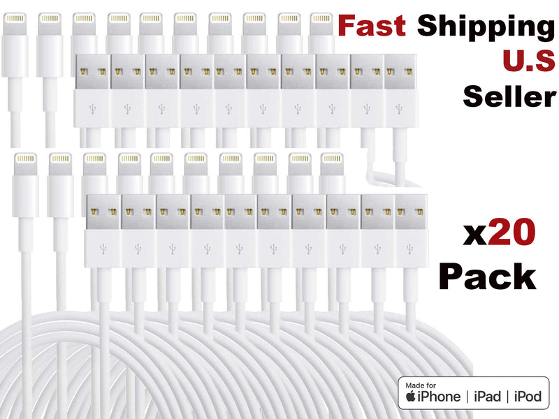 Load image into Gallery viewer, 4XEM 20 Pack of 3FT 8-Pin Lightning To USB Cable For iPhone/iPod/iPad White - MFi Certified