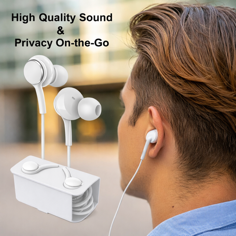 Load image into Gallery viewer, 4XEM USB-C Wired Earphones with Microphone & Volume Control – In-Ear Earbuds for USB-C Smartphones (White)