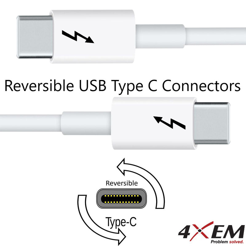 Load image into Gallery viewer, 4XEM 20Gbps 6FT/2M Thunderbolt 3 White cable