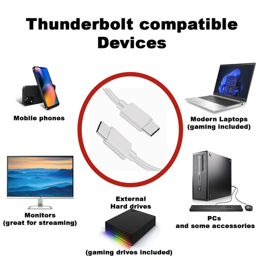 4XEM 40Gbps 6FT Thunderbolt 4 USB-C cable - White