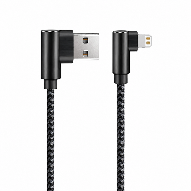 Load image into Gallery viewer, 4XEM 1ft USB-A to Lightning Right-Angle Braided Cable - MFi Certified