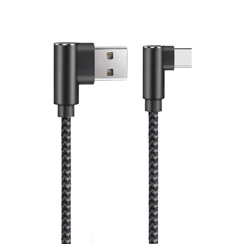 Load image into Gallery viewer, 4XEM 1ft USB-A to USB-C Right-Angle Braided Cable – USB 2.0, 15W