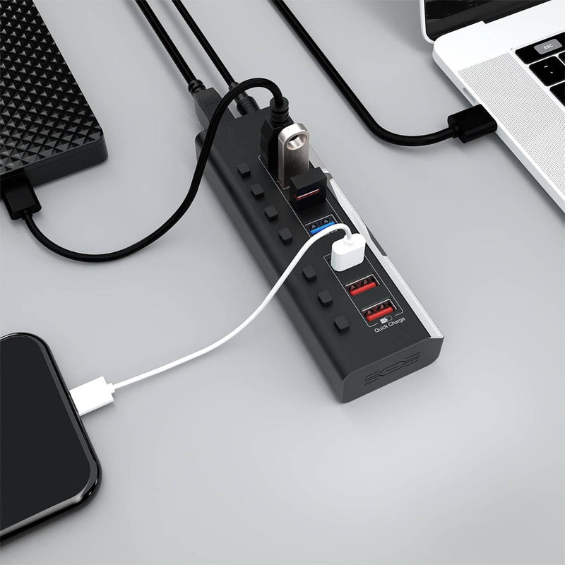 Load image into Gallery viewer, 4XEM 7 Port USB-A Data Hub with Power Adapter- TAA