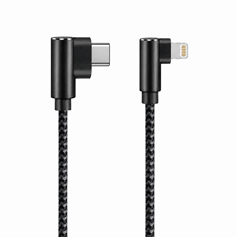 Load image into Gallery viewer, 4XEM 1ft USB-C to Lightning Right-Angle Braided Cable