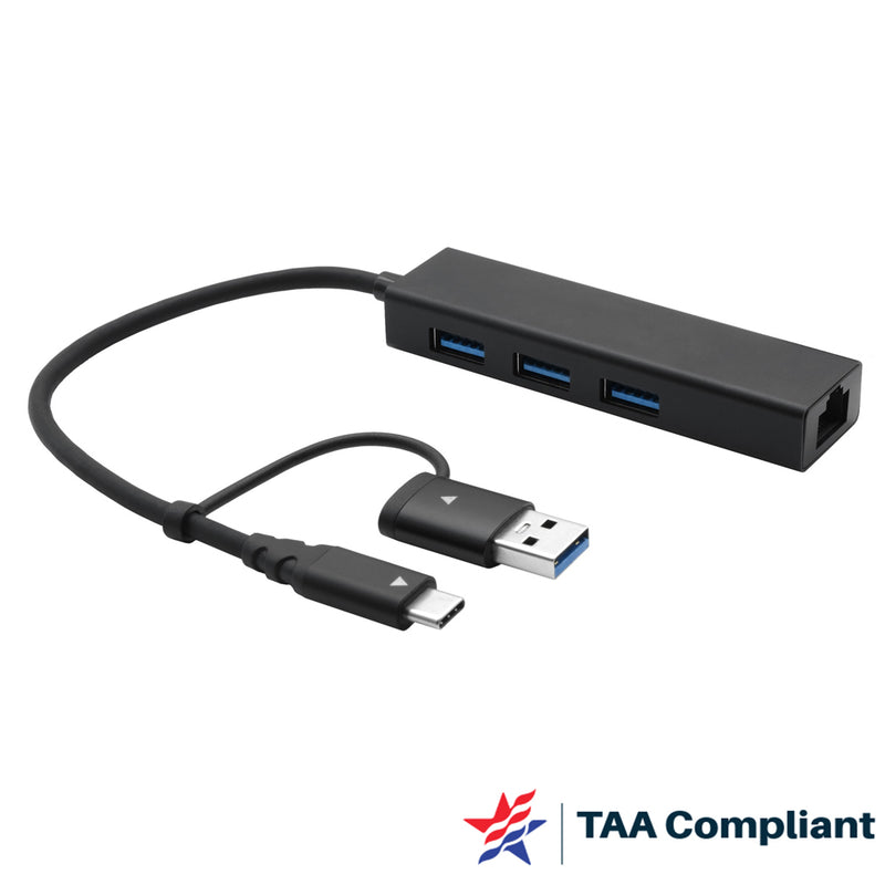 Load image into Gallery viewer, 4XEM 3 port USB-C & USB-A Hub with RJ-45 Ethernet and USB-A Adapter- TAA