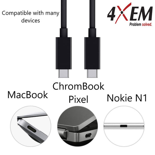 4XEM In Car Mobile Device Charging Kit – Dual USB Adapter and 3FT USB-C to USB-C Cable
