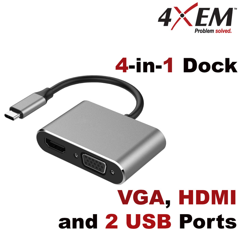 Load image into Gallery viewer, 4XEM 4-in-1 HDMI, VGA, Power Delivery USB-C Hub