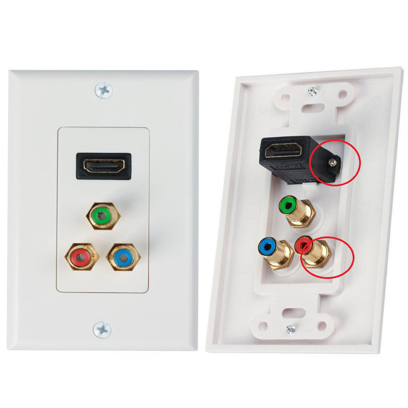 Load image into Gallery viewer, 4XEM 1 Port Female HDMI and RCA Audio/Video Wall Plate White