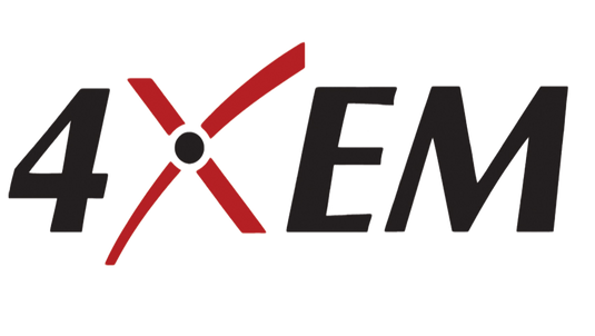 4XEM logo Black text with Red X