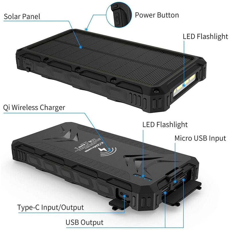Load image into Gallery viewer, 4XEM 30,000 mAh Mobile Solar Power Bank and Charger