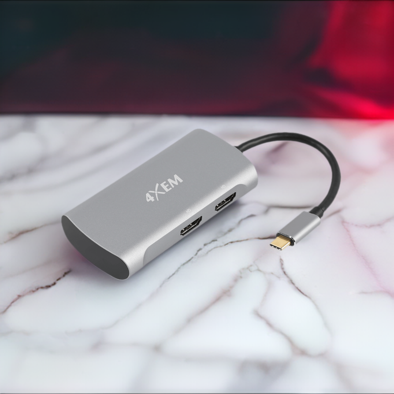 Load image into Gallery viewer, 4XEM 2-Port USB-C to HDMI Dual 4K Multi-Monitor Hub – supports PD Pass Through