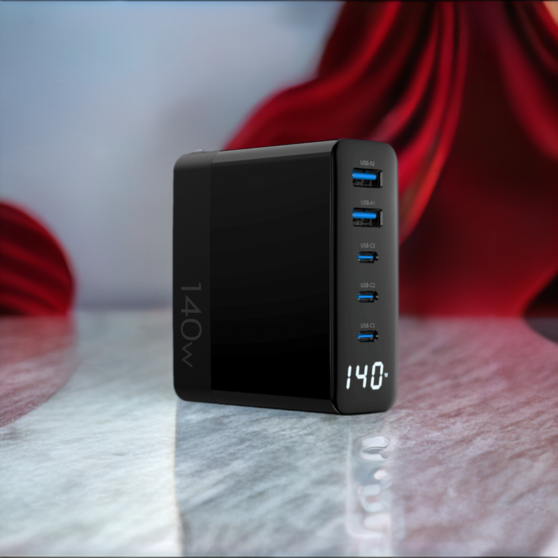 Load image into Gallery viewer, 4XEM GaN 140W GAN Power Delivery Charger Quintuple Output With Display