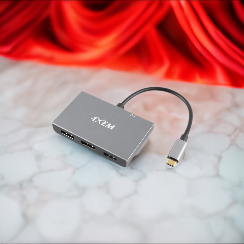 Load image into Gallery viewer, 4XEM 3-Port USB-C to DisplayPort and HDMI 8K Dual 4K Multi-Monitor Hub