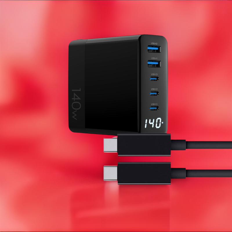 Load image into Gallery viewer, 4XEM 140W 10FT USB-C to USB-C Laptop GaN Charging Kit