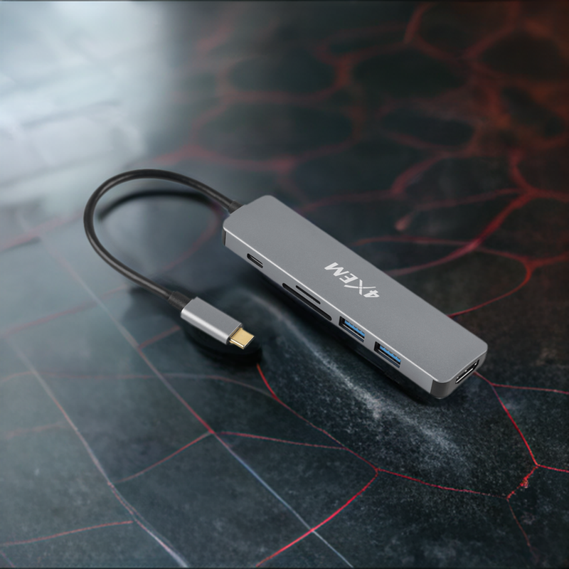 Load image into Gallery viewer, 4XEM 6-in 1-out Type-C to HDMI/USB 3.0/SD and USB-C adapter with Power Delivery
