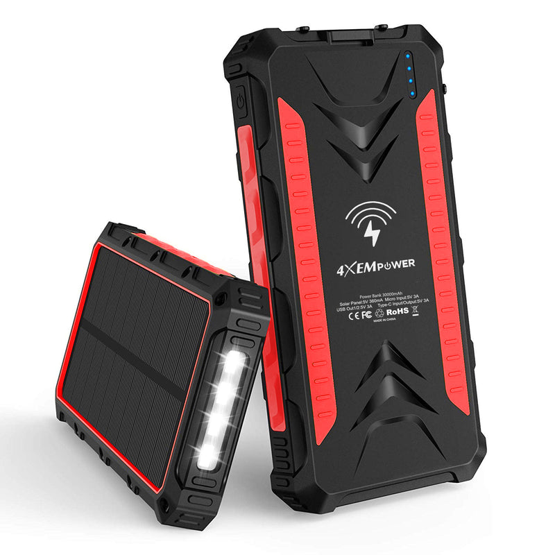 Load image into Gallery viewer, 4XEM 30,000 mAh Mobile Solar Power Bank and Charger