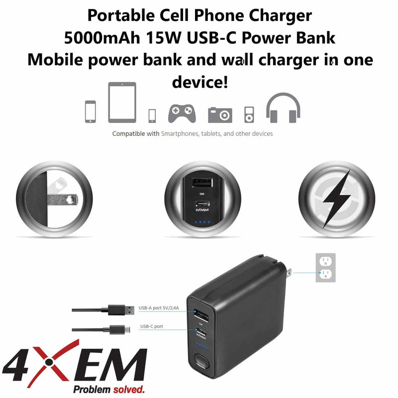 Load image into Gallery viewer, 4XEM 5000mAH Power Bank AC Portable mobile Charger Combo