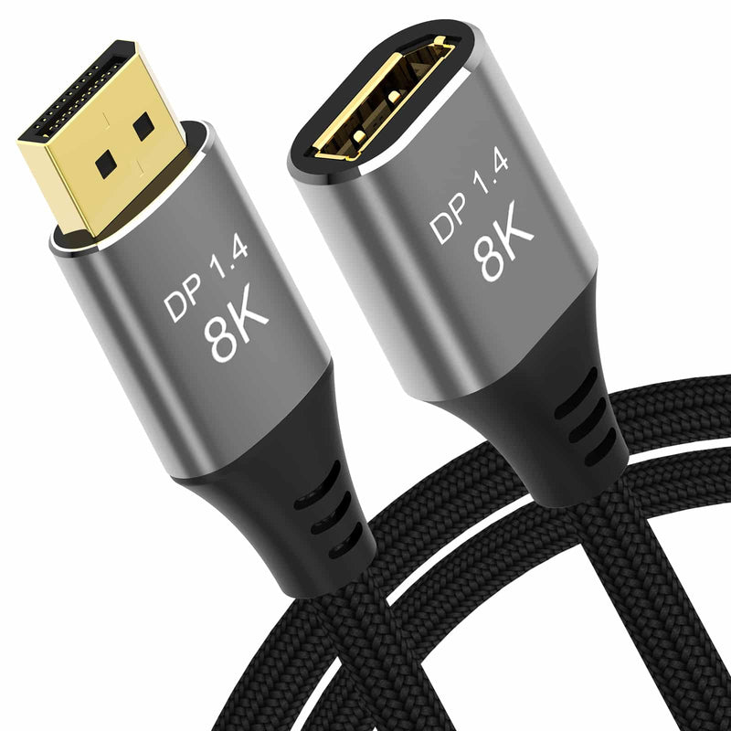 Load image into Gallery viewer, Female DisplayPort port head next to Male DisplayPort connector head cable connection shown angled from bottom right to top left